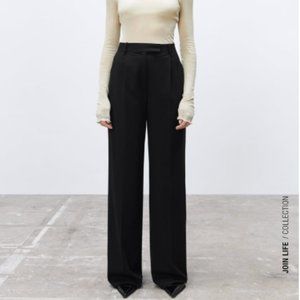 Zara Wide Leg Menswear Pants Gray